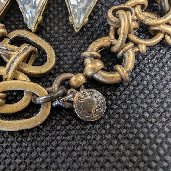 Vintage J Crew Art Deco Necklace Faceted Rhinestones Dangle Teardrop Crystals - Picture 3 of 5